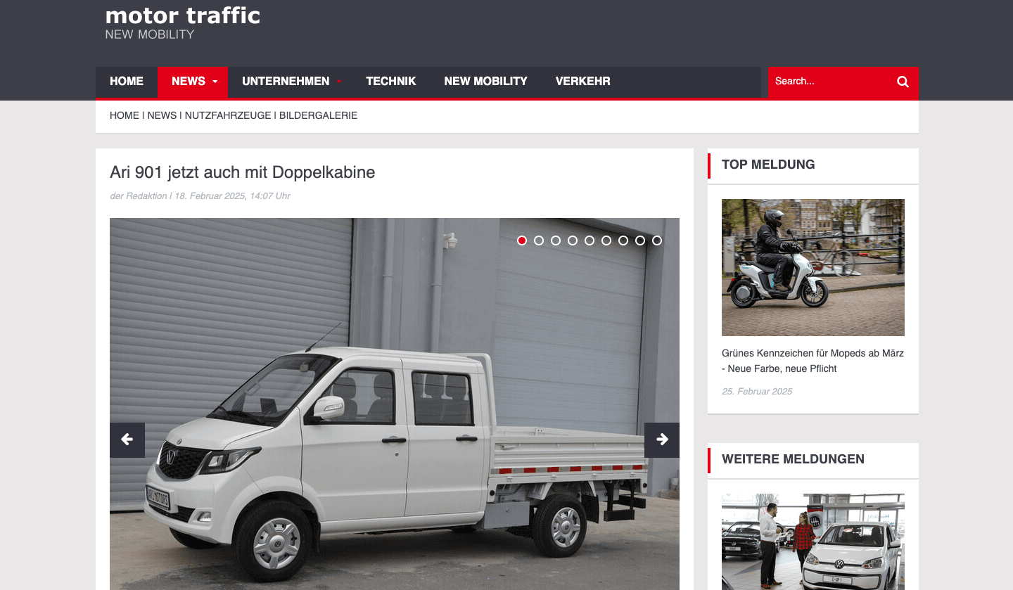 Motor Traffic berichtet über Neuzugang ARI 901 Doppelkabine