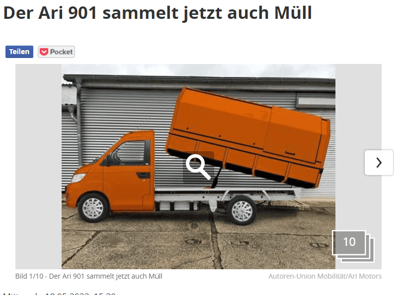 Focus berichtet über ARI 901 mit Müllsammelaufbau