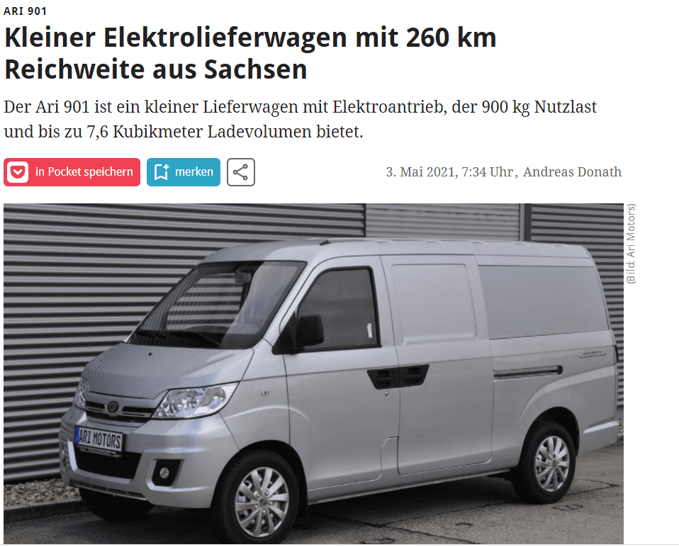 Golem über den elektrischen Transporter ARI 901 aus Sachsen