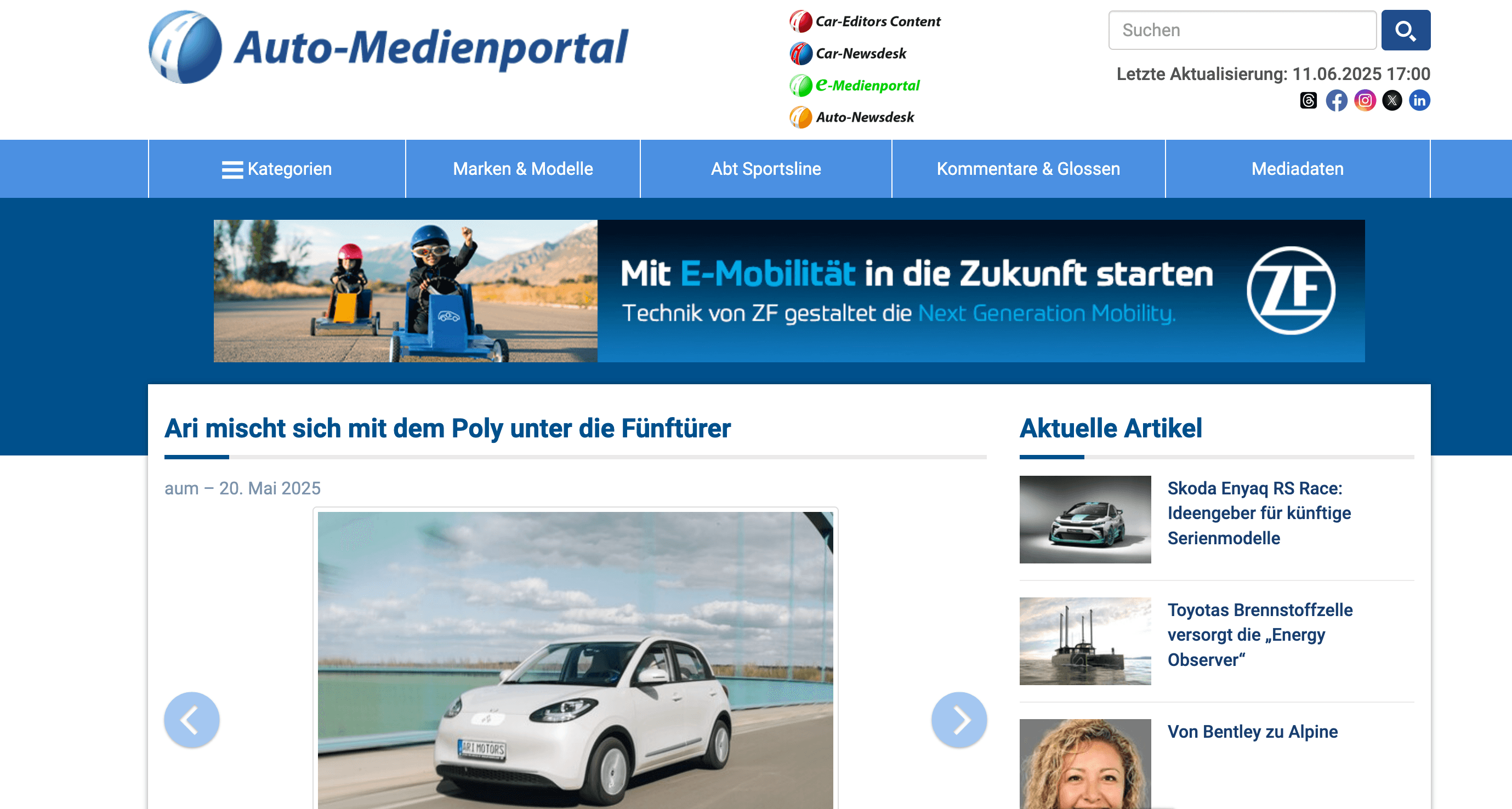 Auto-Medienportal berichtet über den fünftürigen Elektro-Kleinwagen ARI Poly