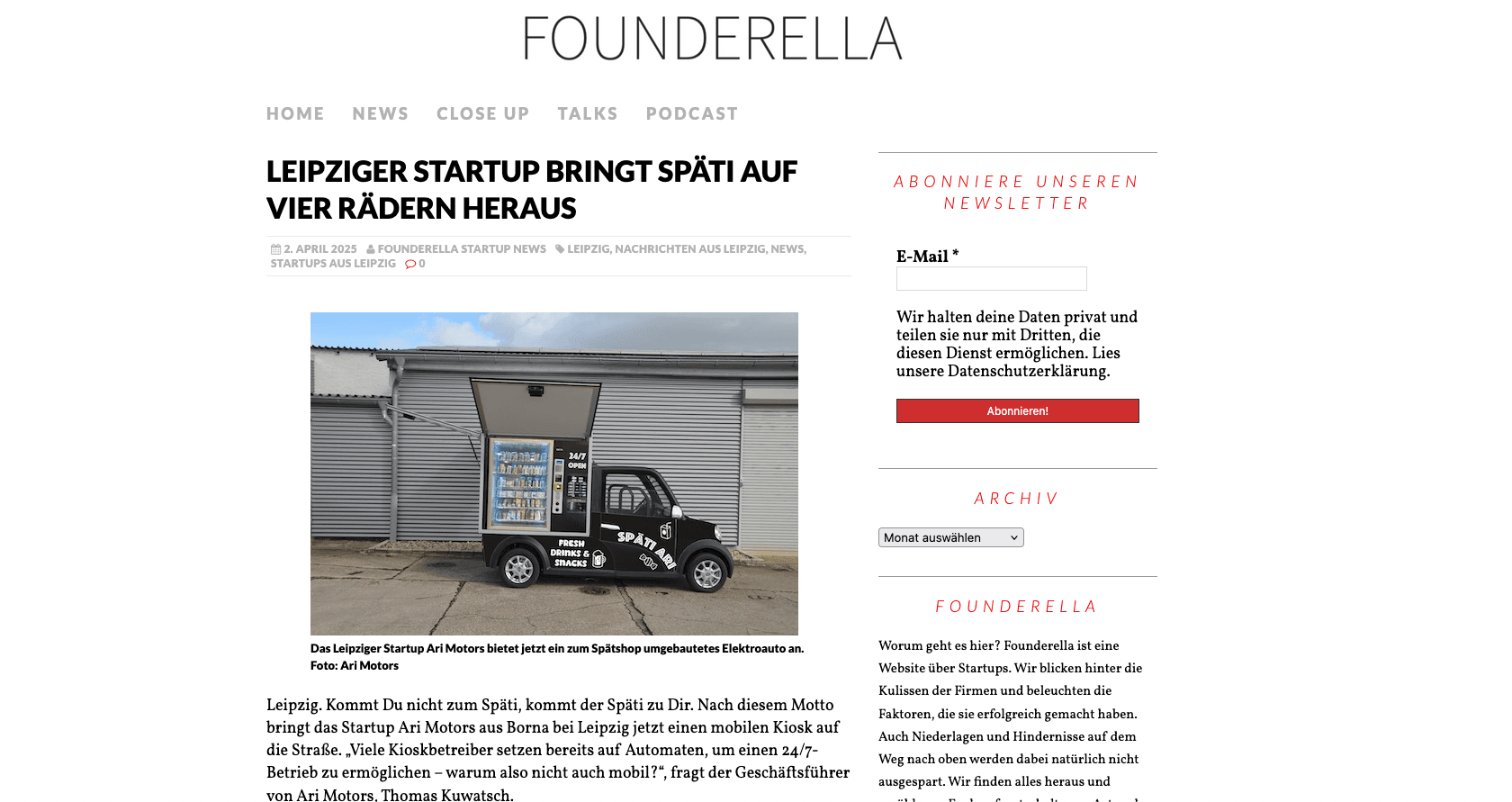 Founderella stellt ARI 458 als “Späti ARI” für Events vor