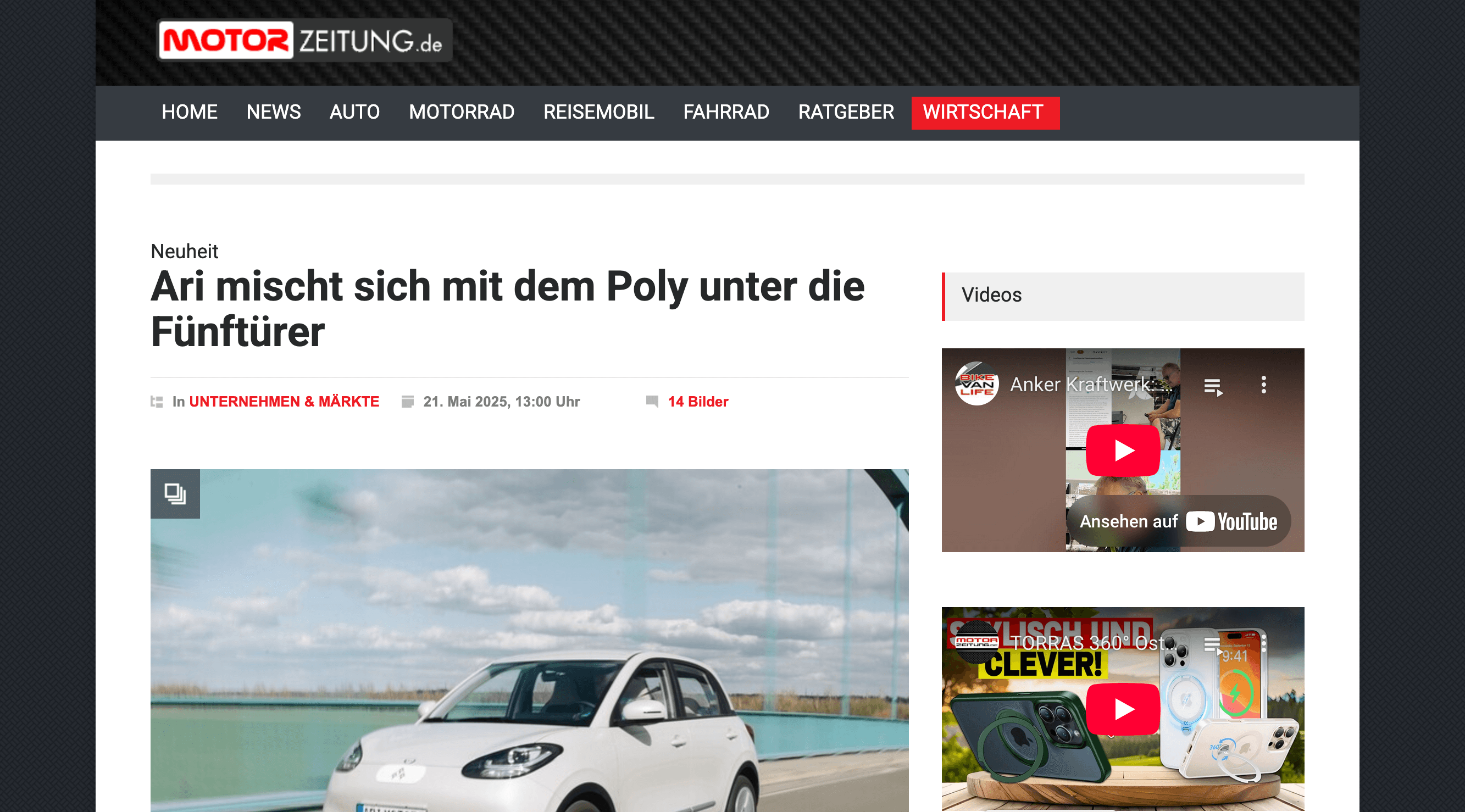 MotorZeitung stellt ARI Poly als vielseitigen Fünftürer mit bis zu 410 km Reichweite vor