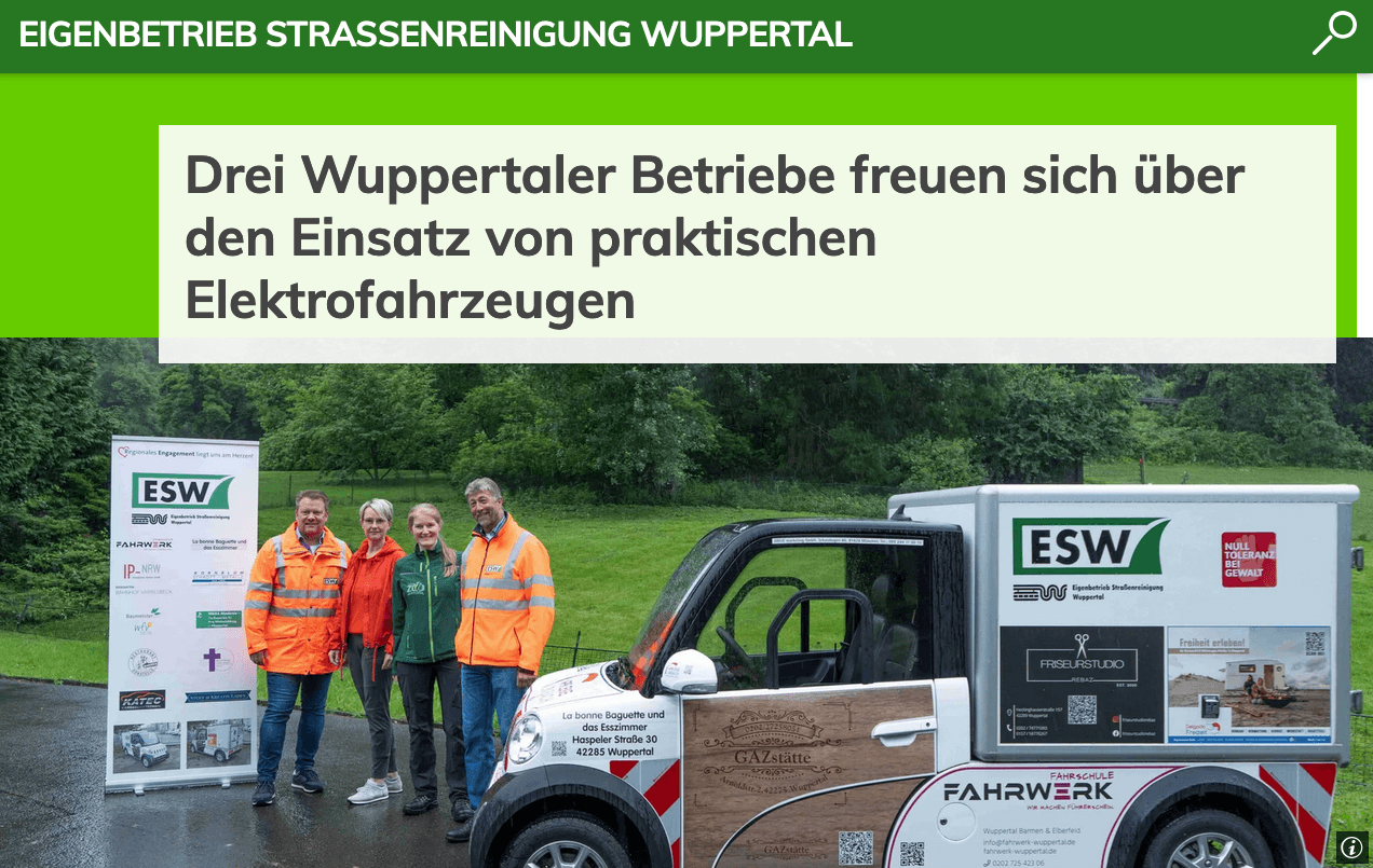 Drei Wuppertaler Betriebe freuen sich über den Einsatz von praktischen ARI 458 Elektrofahrzeugen