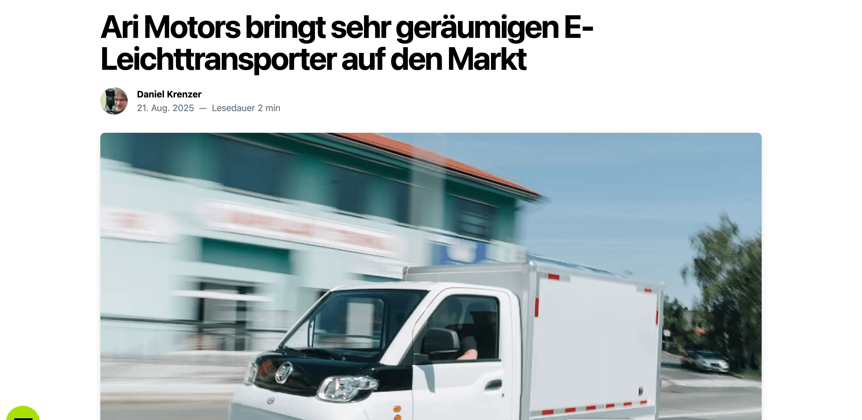 Elektroauto News stellt den neuen Elektrotransporter ARI 458 Pro vor