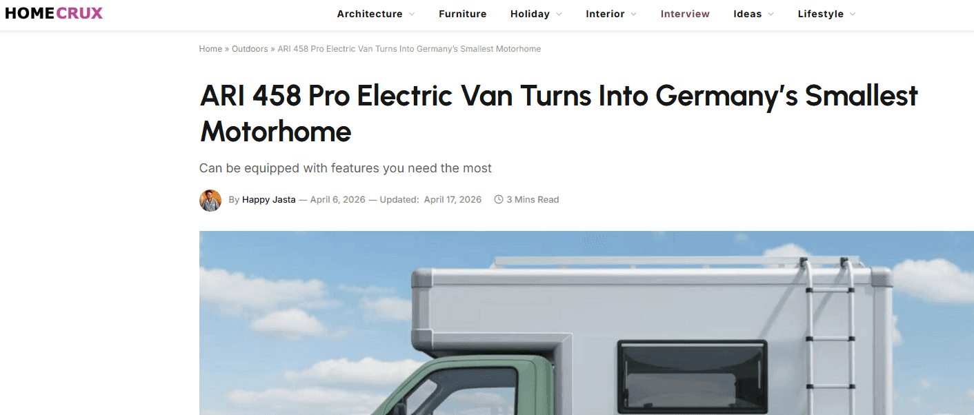 Homecrux berichtet über das ARI 458 Pro Campingmobil