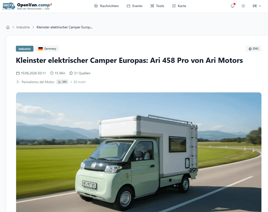 OpenVan.camp berichtet über das ARI 458 Pro Campingmobil