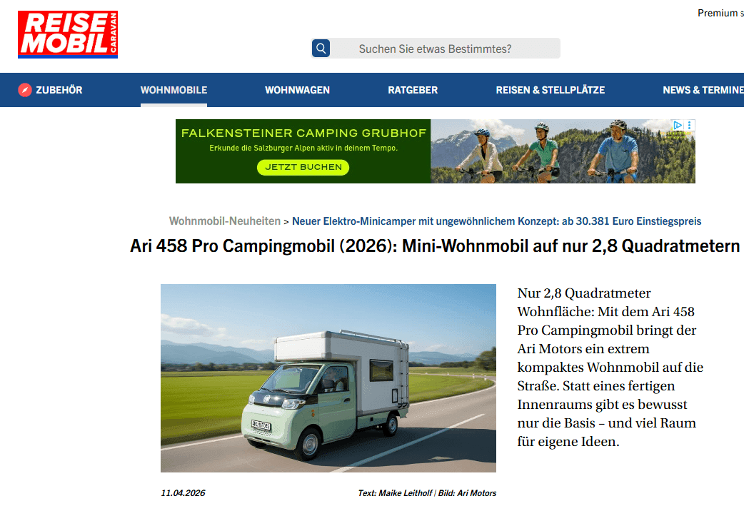 Reisemobil International berichtet über das ARI 458 Pro Campingmobil
