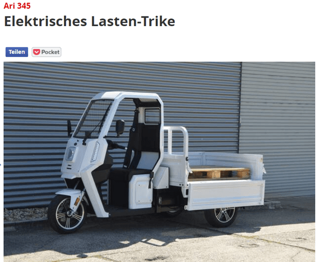 Focus über das neue elektrische Lastenmoped von ARI Motors