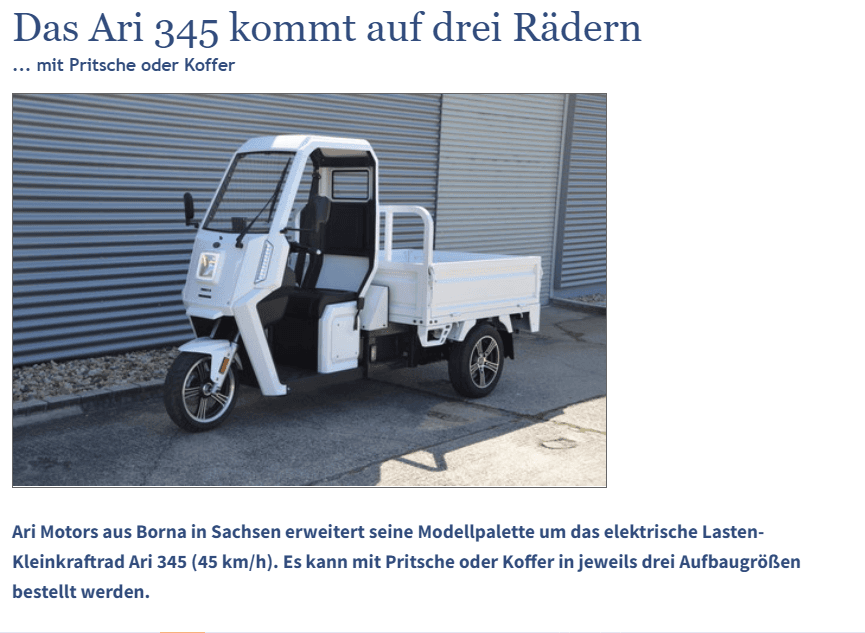 “Genussmänner” über Erweiterung der Produktpalette von ARI Motors durch ARI 345