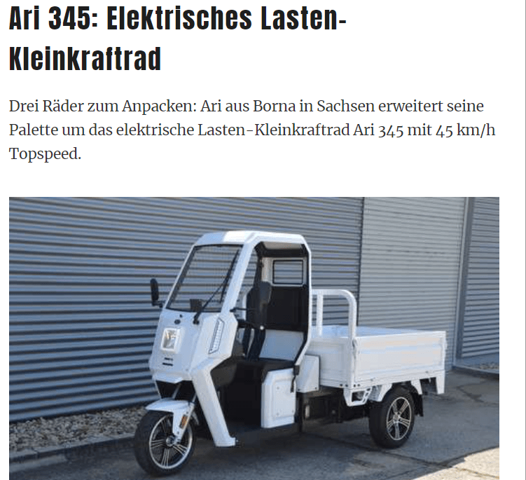 “Unterwegs auf der Autobahn” stellt ARI 345 vor und verweist auf Konzept von ARI Motors