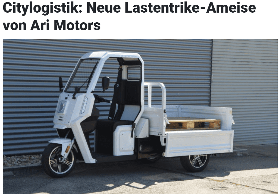 Verkehrsrundschau sieht in ARI 345 Nachfolger der legendären Piaggio Ape