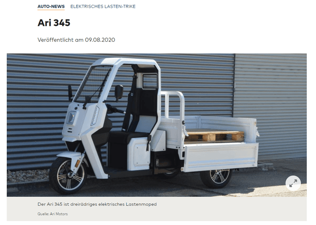 Die Welt über das kleine elektrische Lastenmoped mit großer Zuladung - das ARI 345