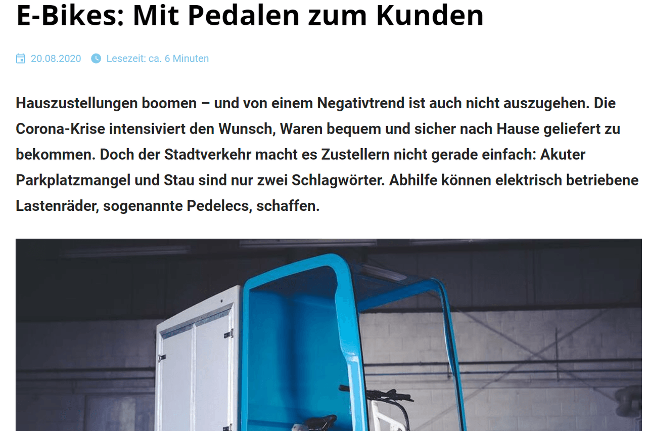 Traktuell über den Einsatz des ARI 345 als urbanes Lastenrad