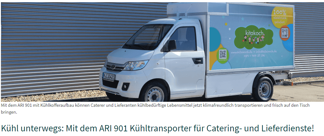 Postbranche über klimafreundlichen ARI 901 Kühltransporter mit E-Antrieb