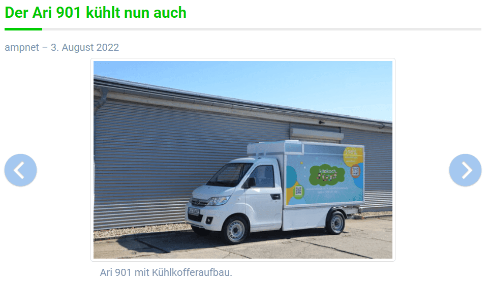 E-Medienportal verweist auf neuen ARI 901 Kühltransporter von ARI Motors