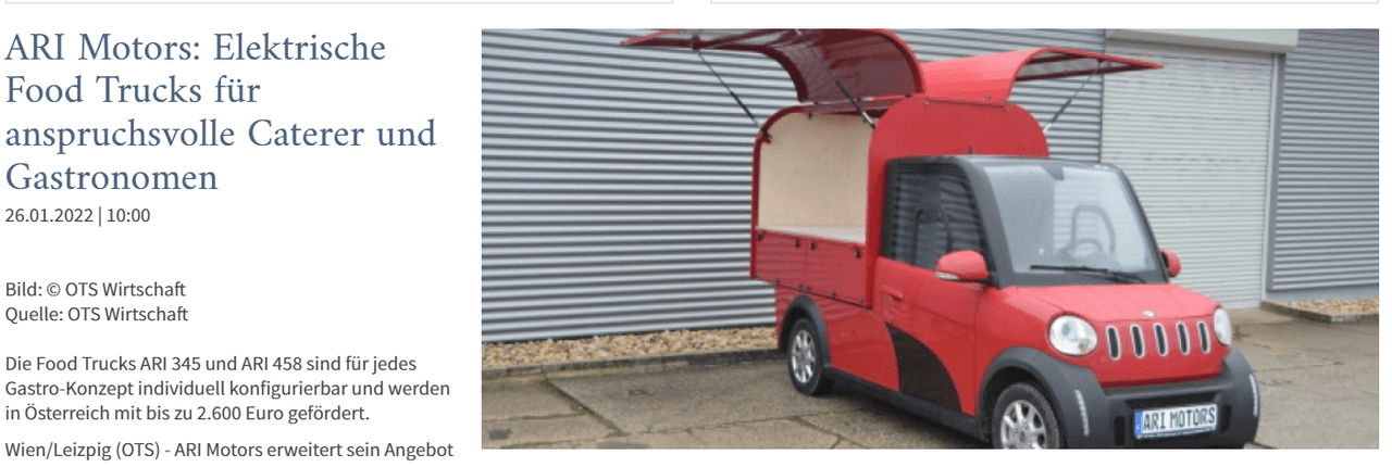 Börse Express über die günstigen Food Trucks von ARI Motors und deren Einsatzmöglichkeiten