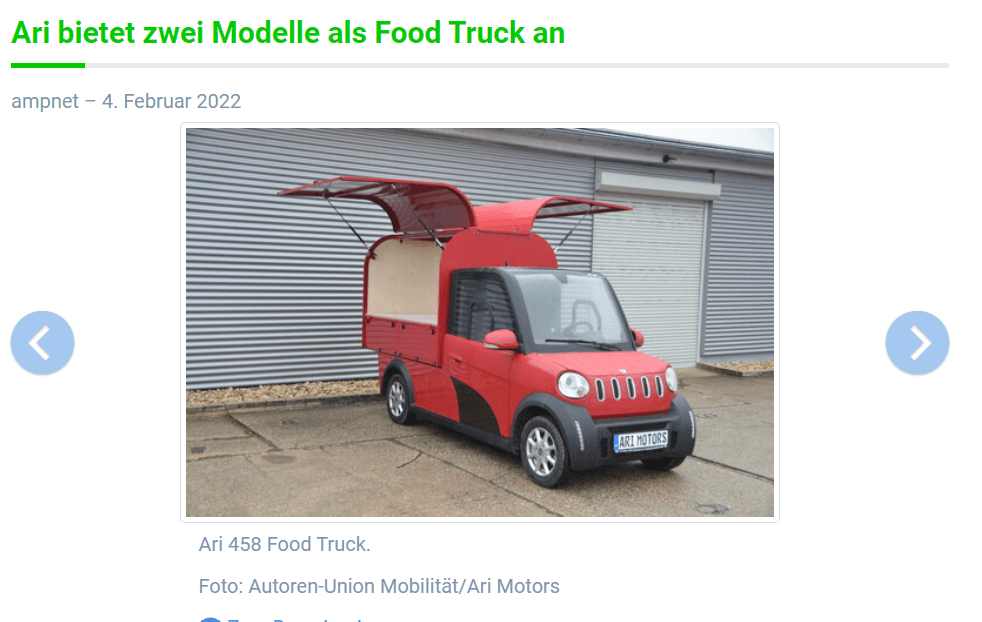 e-Medienportal informiert über neue Food-Truck-Varianten des ARI 345 und des ARI 458
