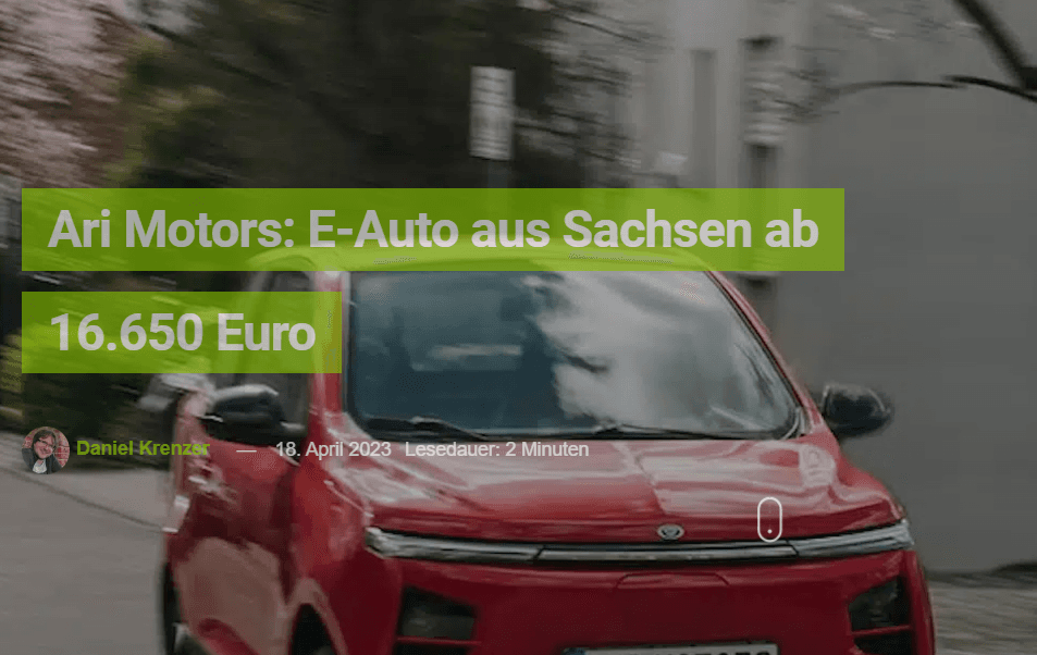 Elektroauto-News über ARI 902, das knuffige E-Auto aus Borna