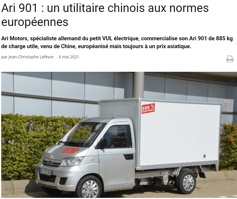 Flottes Automobiles über den ARI 901 und dessen Eigenschaften