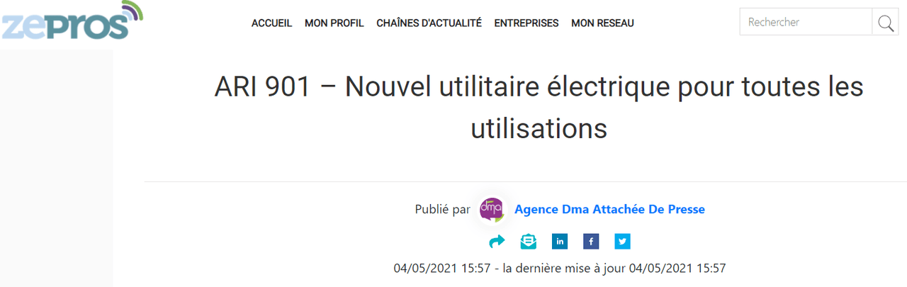 Zepros betrachtet ARI 901 als günstigen und effizienten E-Transporter mit vielfältigen Einsatzmöglichkeiten