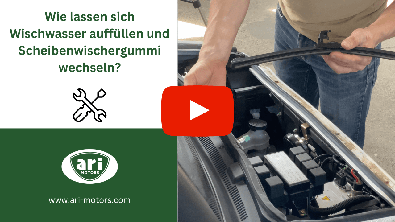Wie kann ich bei meinem ARI das Scheibenwischwasser auffüllen und die Scheibenwischergummis auswechseln?