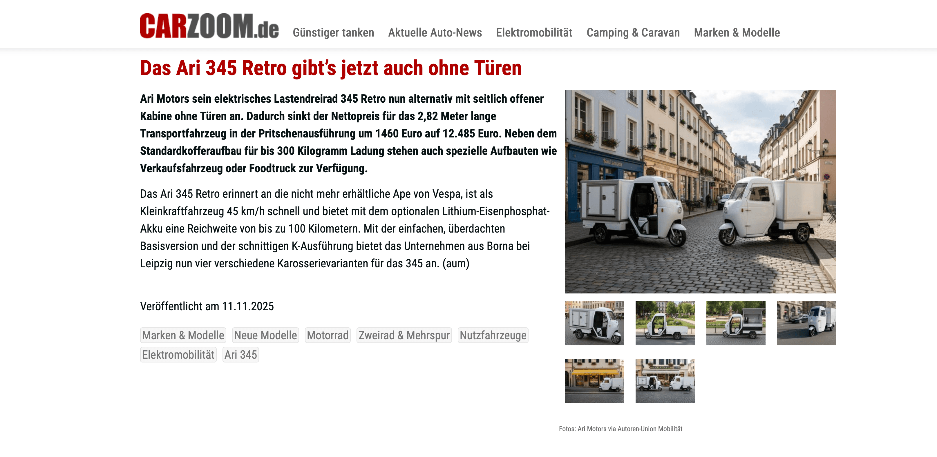 Carzoom präsentiert das ARI 345 Retro nun auch als offene, besonders günstige Variante