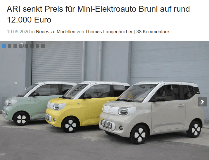 ecomento.de berichtet über die Preissenkung des ARI Bruni