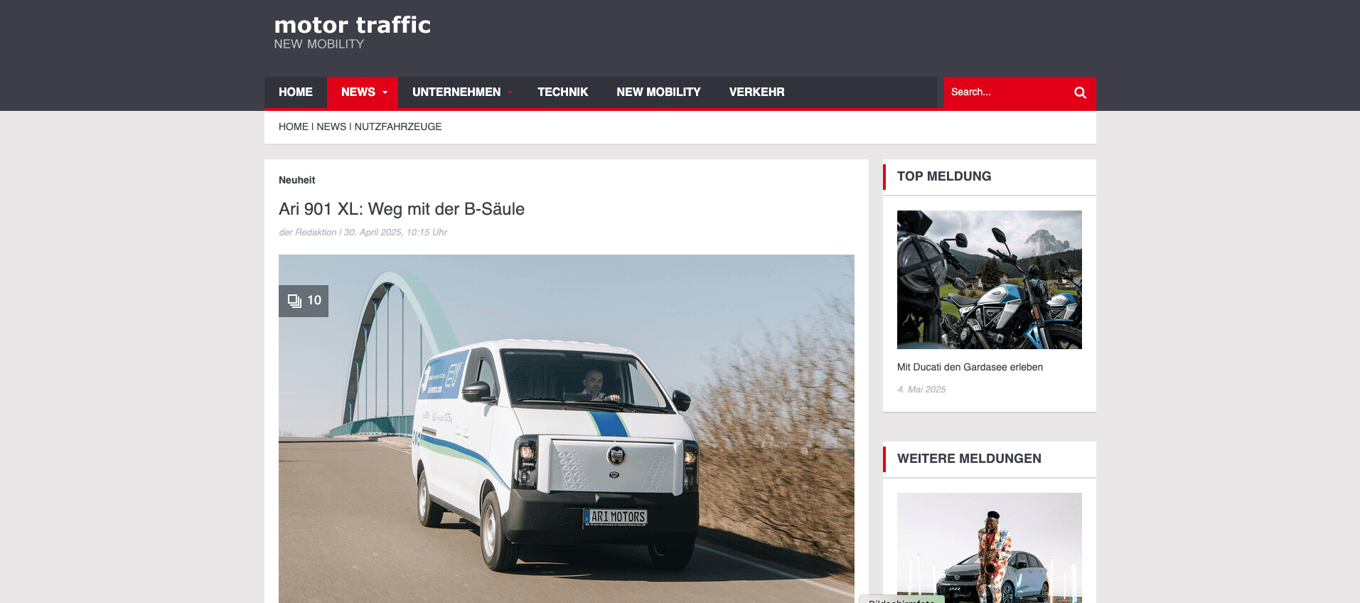 Motor Traffic berichtet über neuen Mid-Size Van ARI 901 XL