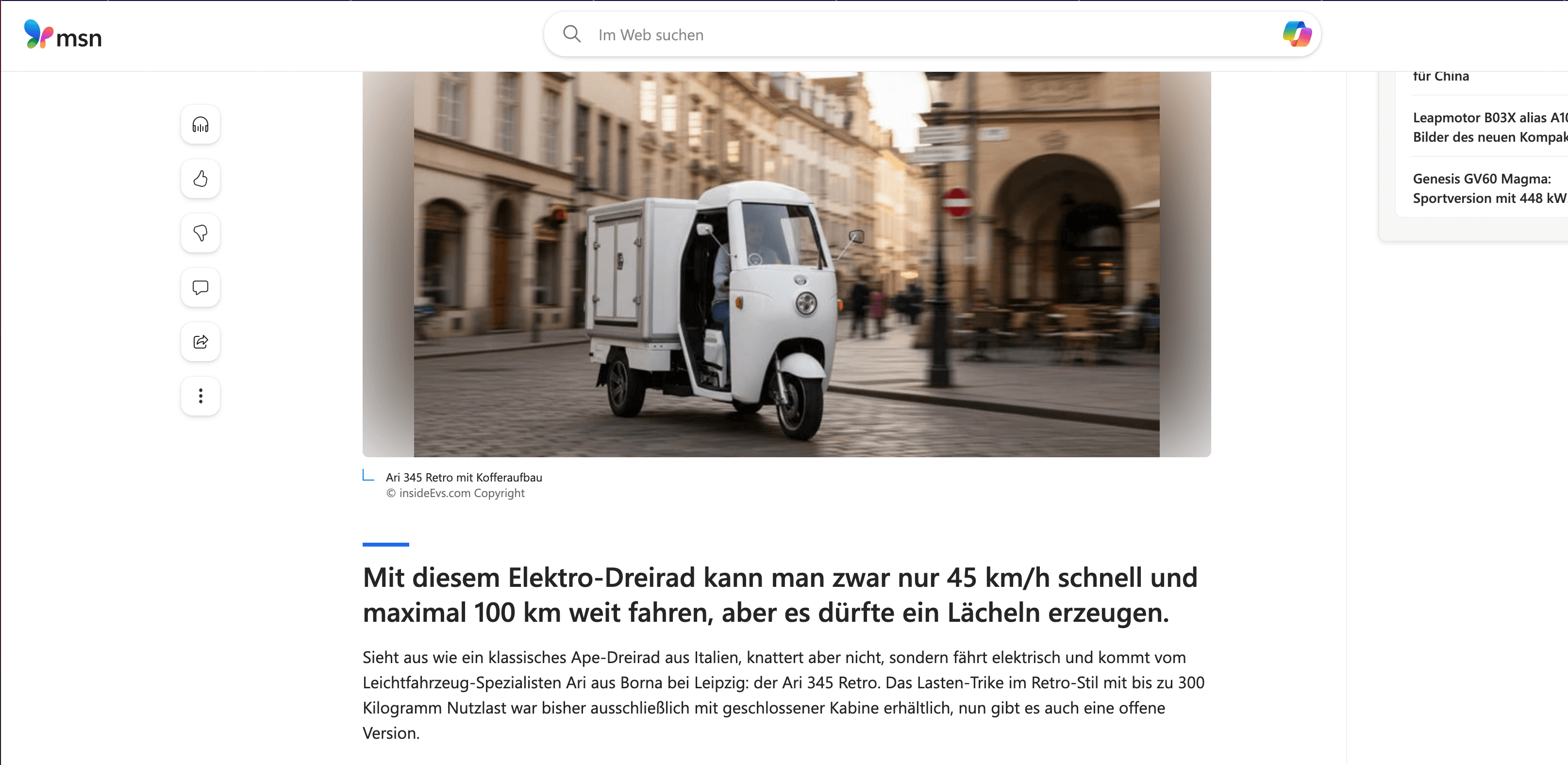 MSN präsentiert den ARI 345 Retro als nachhaltige Neuinterpretation der ikonischen Ape