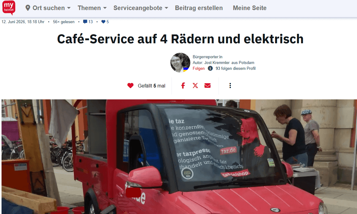 myheimat berichtet über einen ARI-Café-Service in Potsdam