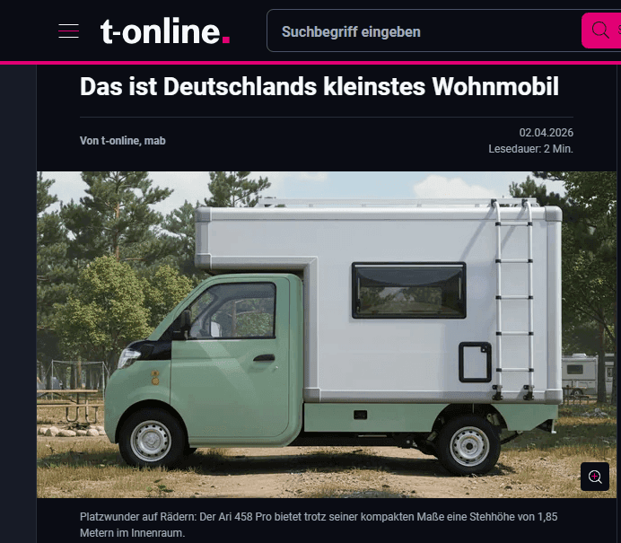 t-online berichtet über das ARI 458 Pro Campingmobil